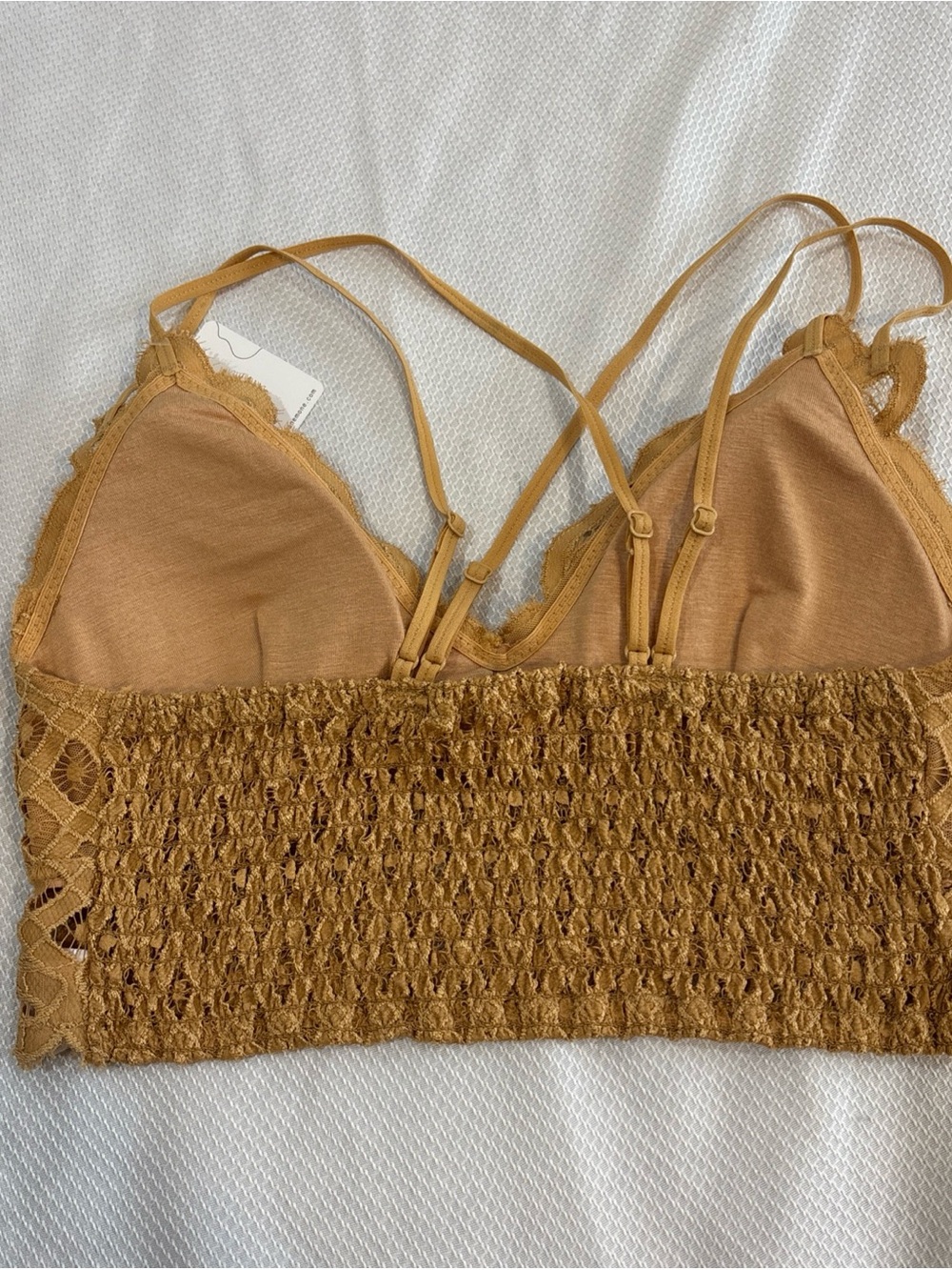 Anemone Bralette Lot Of 2 Womens Size Medium Olive Green And Tan Lace Cross back - Picture 3 of 6